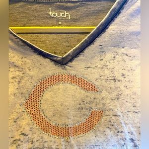 Rhinestone Bling! Rare Chicago Bears burnout T: Orange & Silver shiny stones